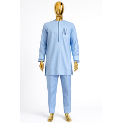 Sky Blue Men’s Ceremony Ensemble – Elegant African Wear | A.D’Assi