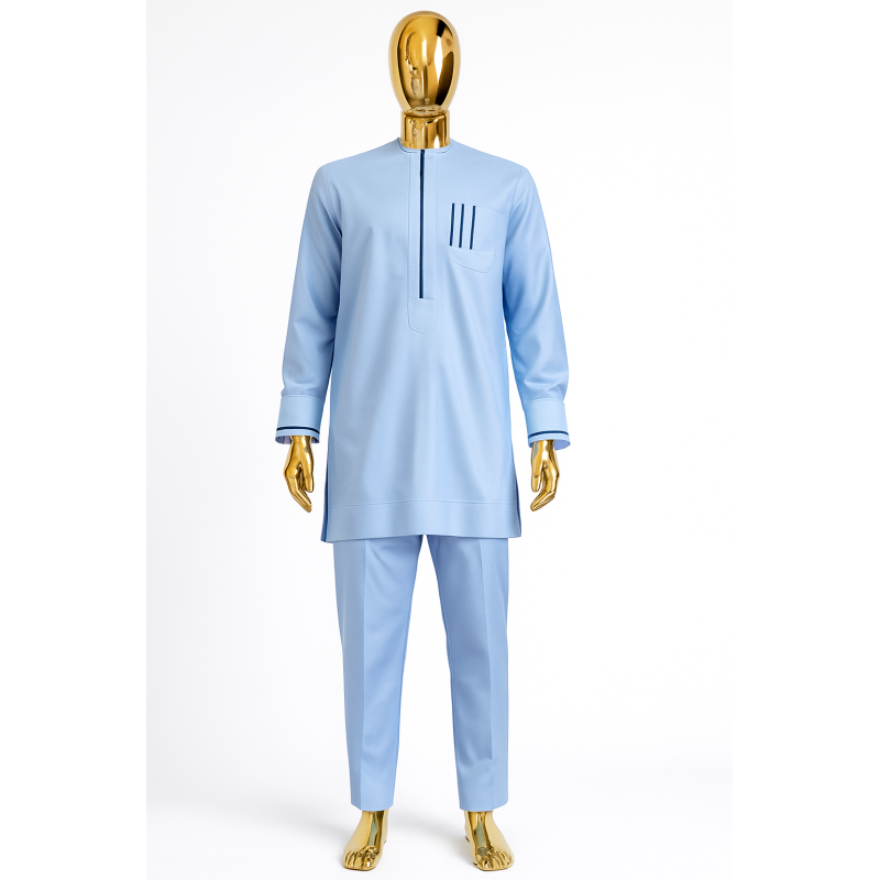 Macky Sall Bleu Ciel – Style Cérémonie | Atelier D’Assi
