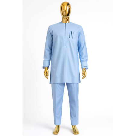 Macky Sall Bleu Ciel – Style Cérémonie | Atelier D’Assi
