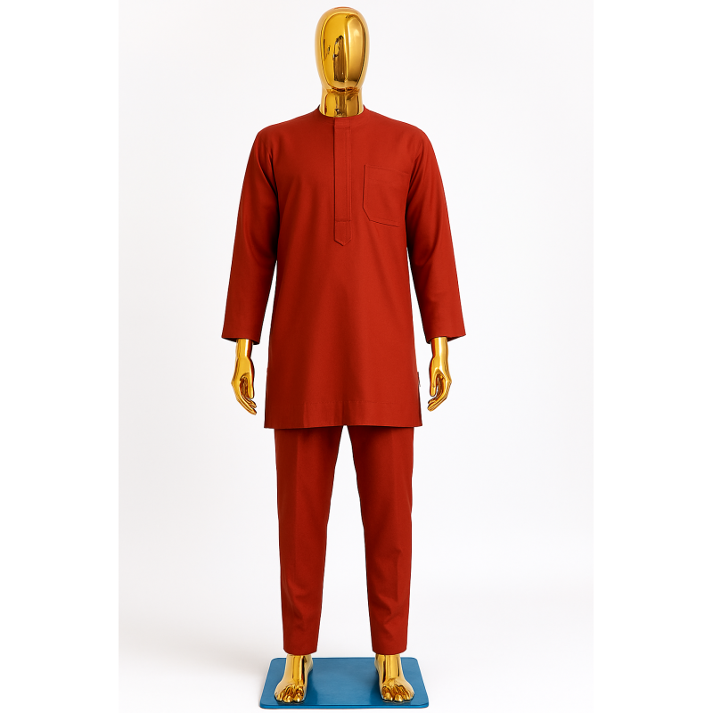 Tenue Macky Sall Rouge Brique | L’Atelier D’Assi